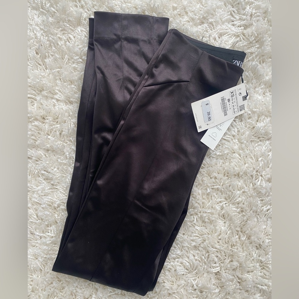 Zara High Rise Satin Leggings